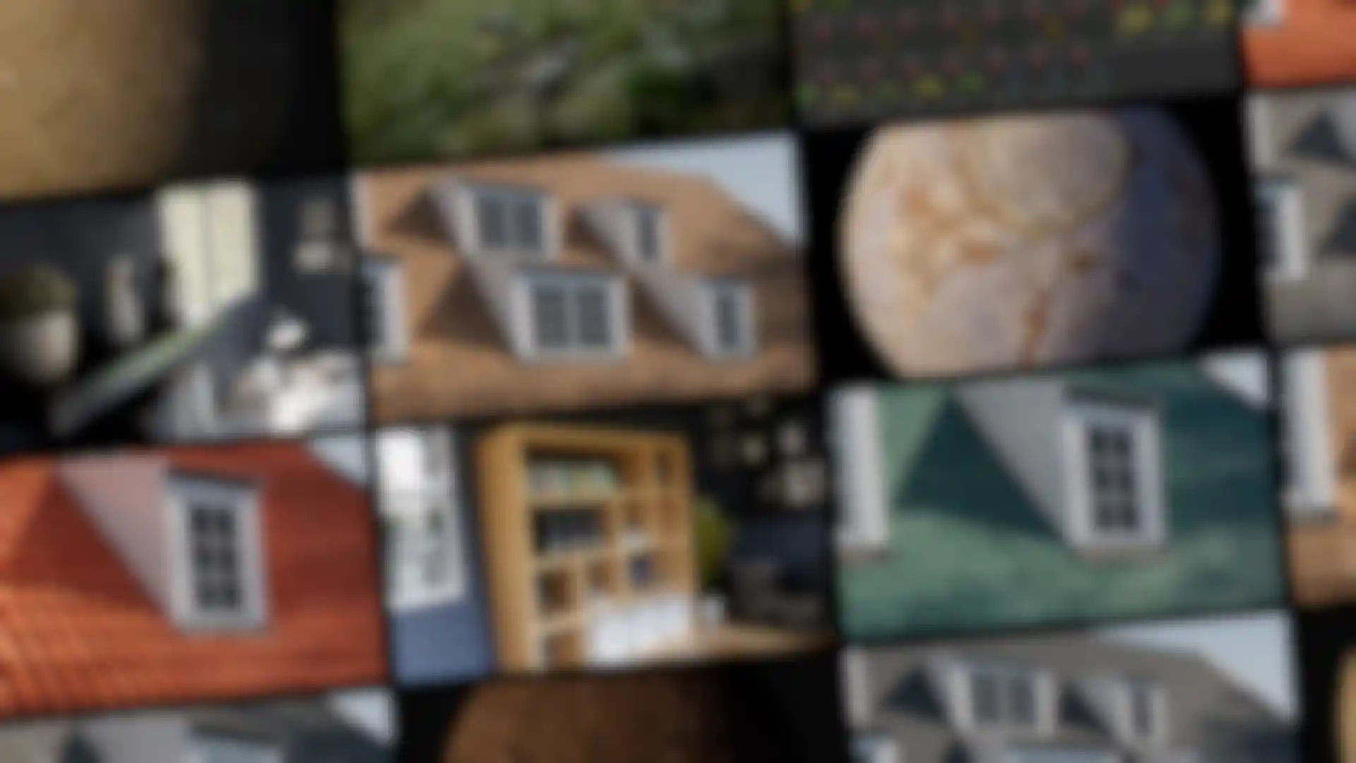 3D architectural assets of roofs, textures, plants and interior design elements